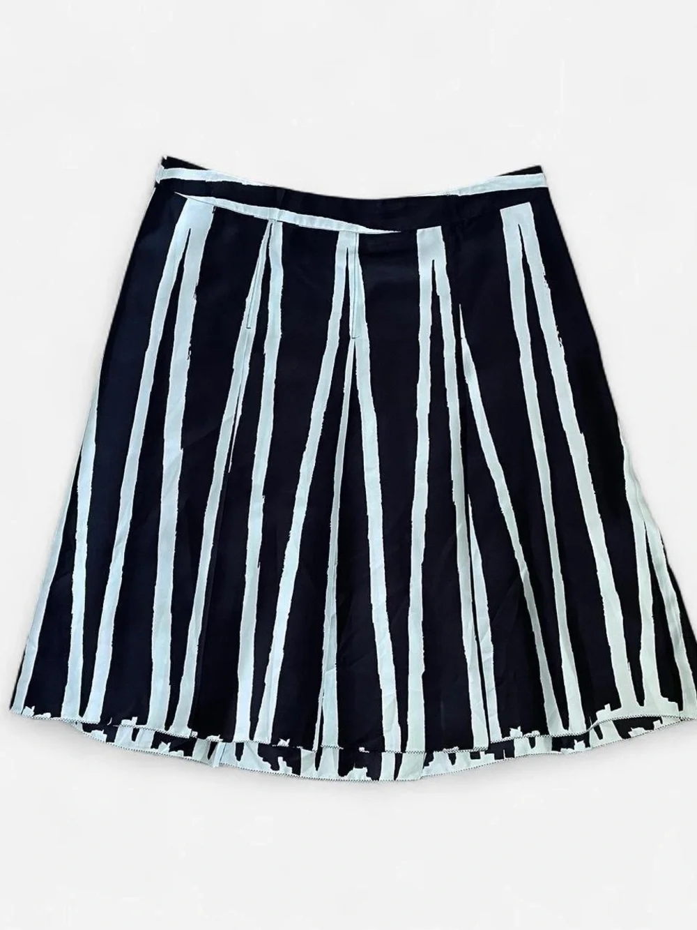 MIU MIU Silk Vintage Striped A-Line Skirt